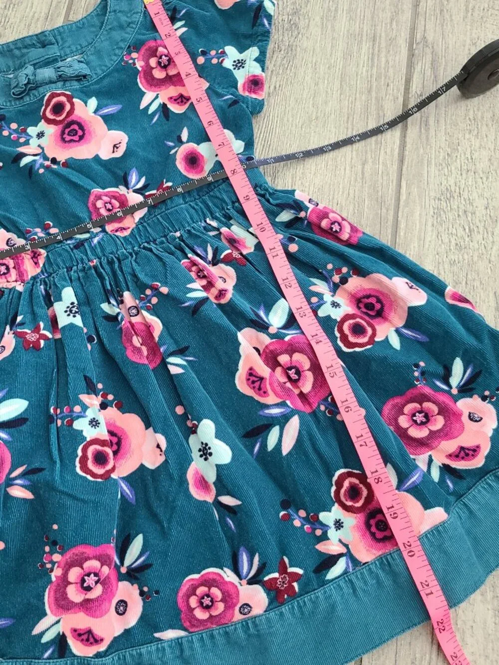 Gymboree Toddler Girls Teal Floral Short Sleeve Dress Size 5T